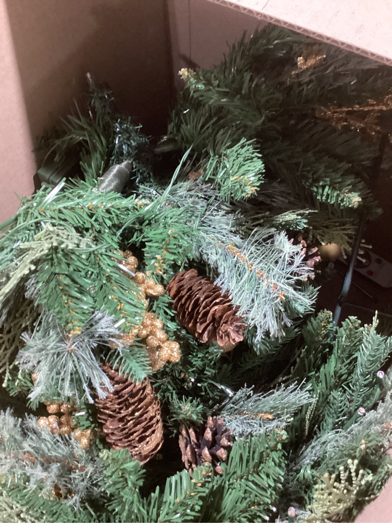 Condition photo showing New/Like New for 2 Pack 24 Inch Lighted Outdoor Christmas Tree with Dual Color LED Lights, Remote Control Battery Operated Pre-lit Pathway Urn Filler, Christmas Porch Decorations for Home, Porch & Yard Green Gold 2ft 6in