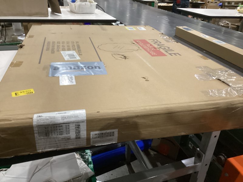 Condition photo showing New/Like New for Oval Wavy Mirror - Irregular Wall Mirror 24"x36" Black Asymmetrical Aviation Aluminum Alloy Frame for Bathroom, Bedroom, Living Room, Cloakroom, Entryway Black 24"L x 36"W