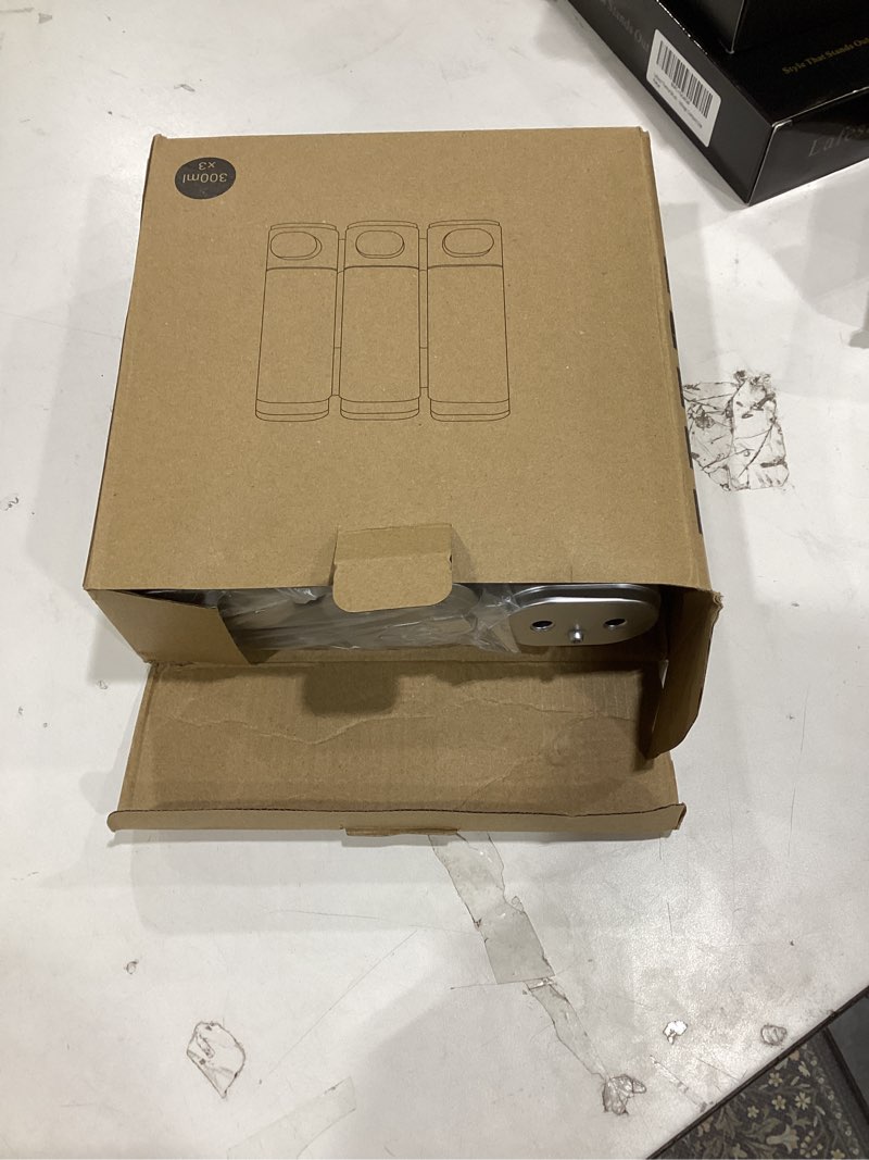 Condition photo showing Good Condition for Shampoo and Conditioner Dispenser, Pollock Shower Soap Dispenser 3 Chamber No Drill, Wall Mounted Shampoo Body Wash Conditioner for Bathroom Large Capacity Silver A1-silver 3 Chamber