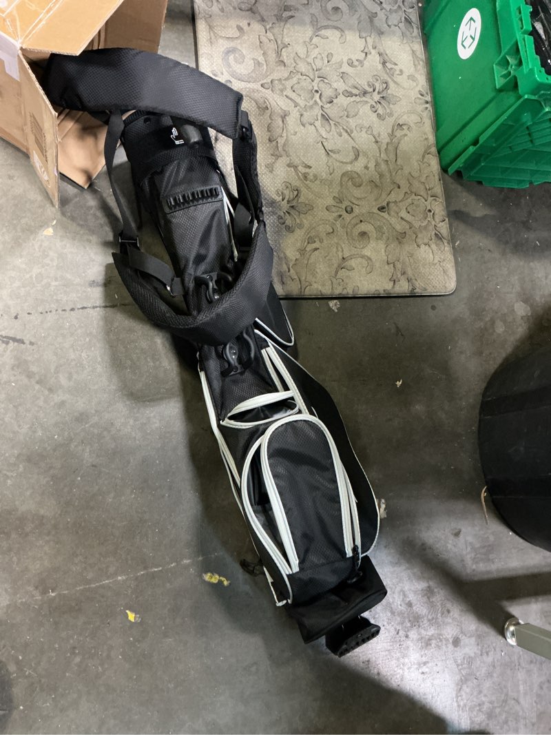 Condition photo showing Good Condition for golf stand bag for practice & range, lightweight golf carry bag with stand, portable golf club bag with 5 pockets, dual adjustable shoulder straps, ball & tee holders, holds 6–8 clubs