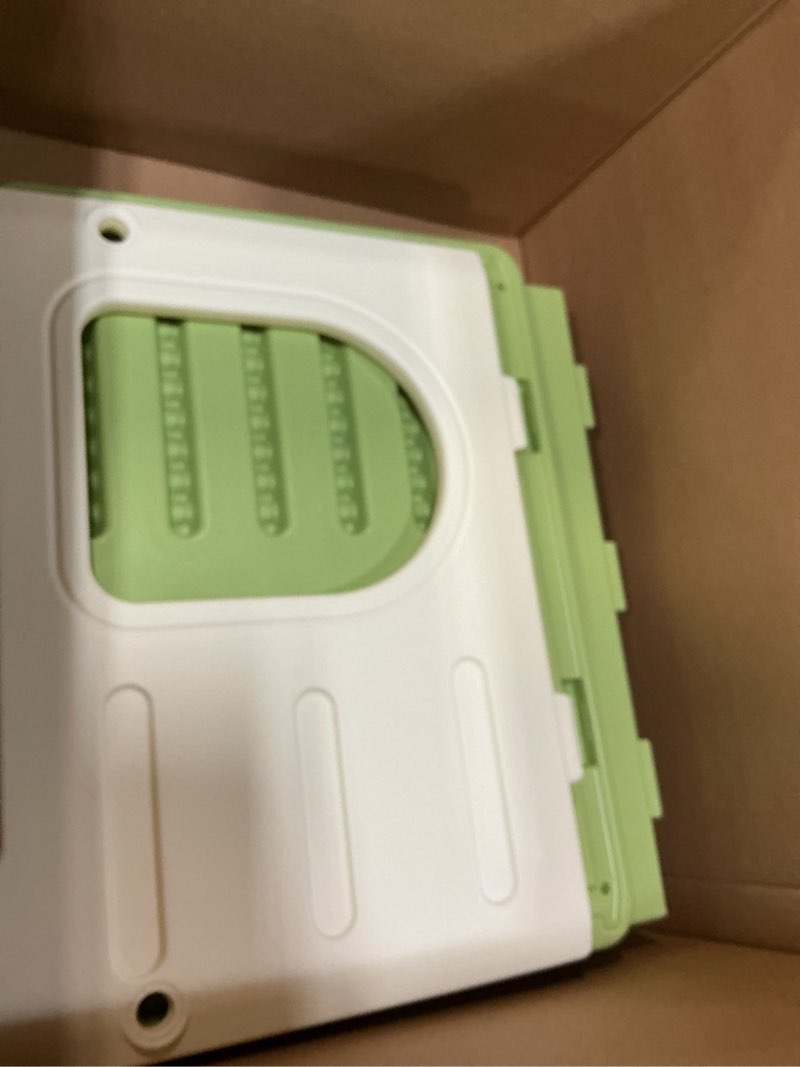 Condition photo showing As Is for Plastic Cat House for Outdoor Indoor Use, Stackable Feral Cat Shelter Indoor Cat House Weatherproof Waterproof Elevated (Green) Green-L