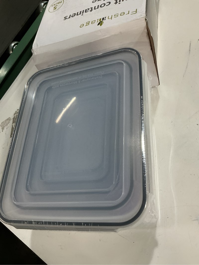 Condition photo showing New/Like New for 5 pcs large fruit containers for fridge - leakproof food storage containers with removable colander - dishwasher & microwave safe produce containers keep fruits, vegetables, berry, meat fresh longer wu