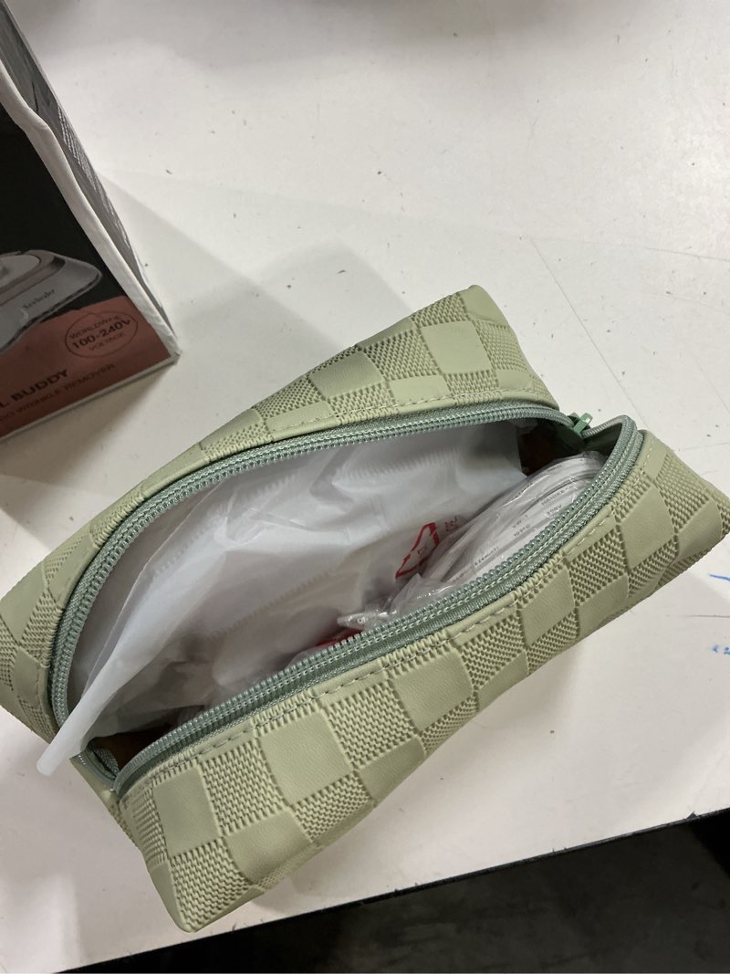 Condition photo showing New/Like New for newbealer travel iron with dual voltage - 120v/220v lightweight dry iron for clothes (no steam), non-stick ceramic soleplate, 302? heat press machine, w/spray bottle, pouch & silicone stand (white)