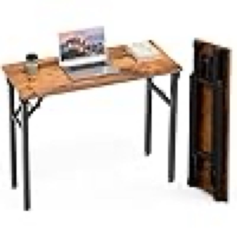 TEMI Small folding computer table, 35.8 inch folding office desk, no assembly, perfect for small spaces in bedroom, bedroom or apartment, mini desk