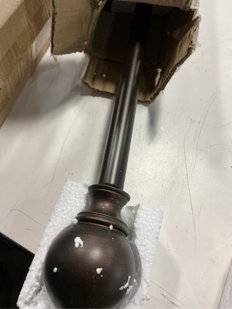Condition photo showing Good Condition for elrene home fashions cordelia adjustable single curtain rod with globe ball finials, 1 inch diameter, antique bronze, 28"-48" 28" - 48" adjustable rod antique bronze