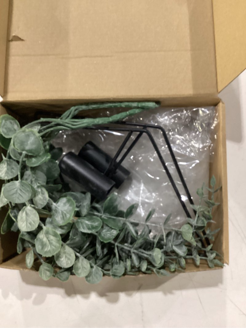 Condition photo showing Good Condition for jexine 4 pcs hanging planters with artificial eucalyptus metal hanging vase indoor plants holder modern geometric boho bathroom wall decor for living room home office(black) black eucalyptus 4