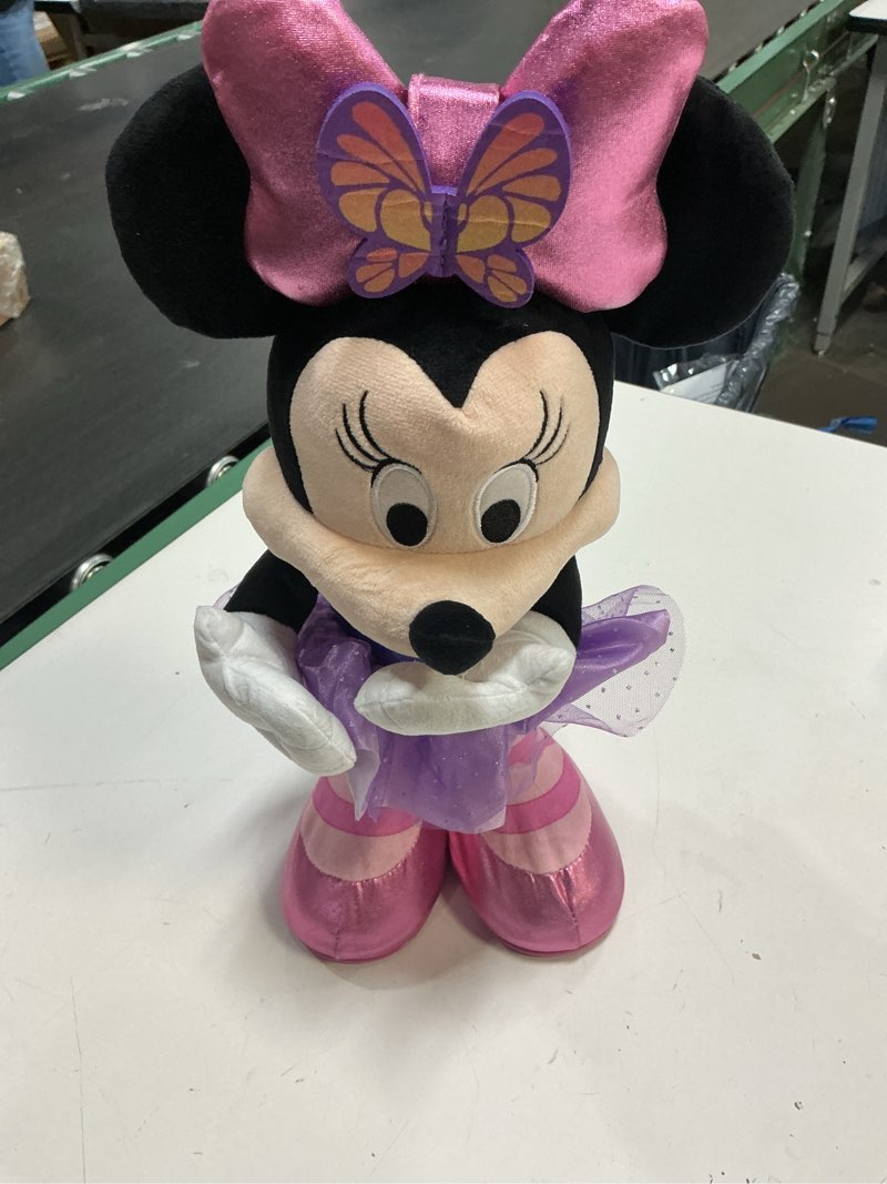 Condition photo showing Good Condition for just play minnie disney junior mouse sing and dance butterfly ballerina lights and sounds plush, sings just like a butterfly, kids toys for ages 3 up