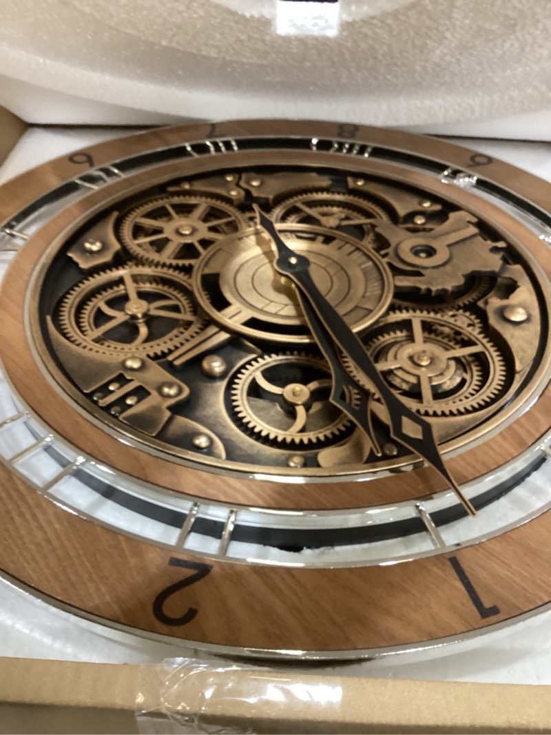 lafocuse real moving gears wall clock brown vintage, 21 inch steampunk gear clocks with arabic and r
