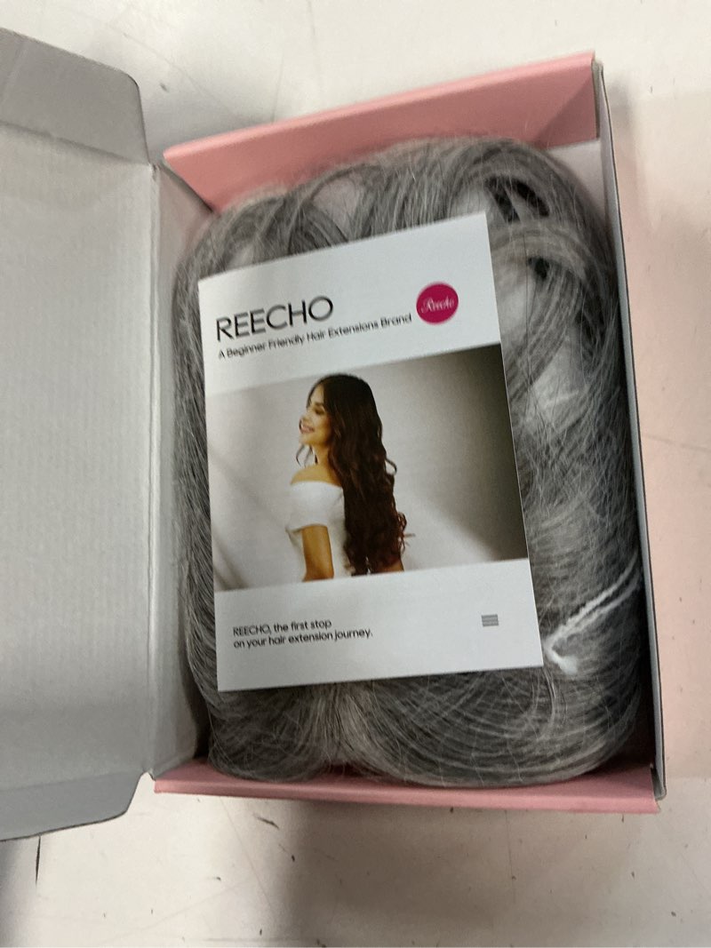 Condition photo showing Good Condition for reecho hair toppers for women real human hair, seamless human hair toppers with bangs, 360° 3d cover clip in bangs hair extensions for daily wear, gray