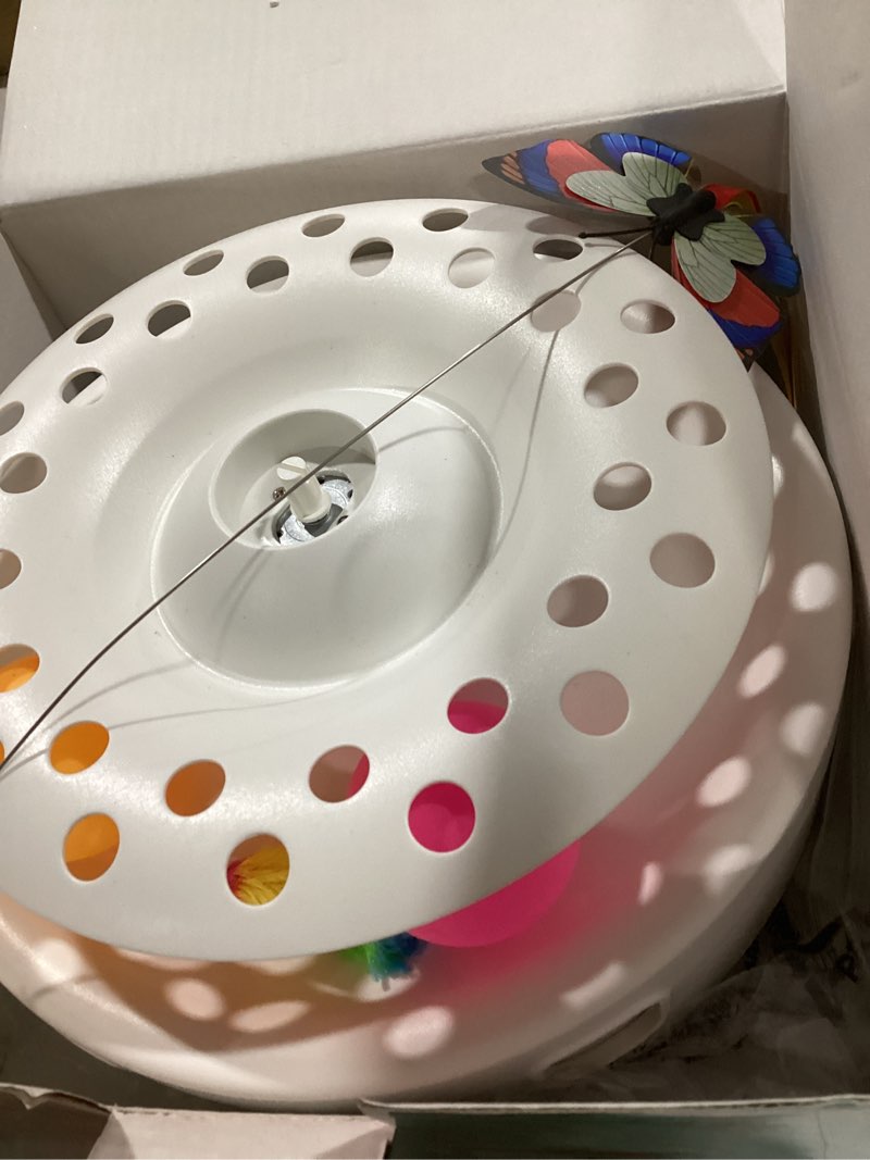 Condition photo showing New/Like New for Potaroma Cat Toys 3in1 Automatic Interactive Kitten Toy, Fluttering Butterfly, Moving Feather, Track Balls, Dual Power Supplies, USB Powered, Indoor Exercise Kicker (Bright White)