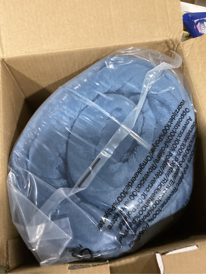Condition photo showing New/Like New for Bedsure GentleSoft Sherpa Fleece Blankets Queen Size for Bed - Thick and Warm, Soft Fuzzy Plush Queen Blanket for Winter, Slate Blue, 90x90 Inches Queen (90" x 90") 03 - Slate Blue
