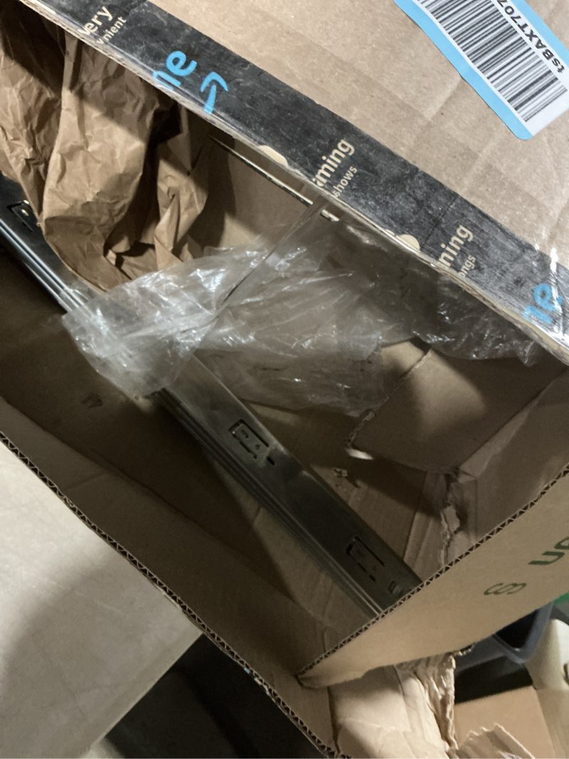 Condition photo showing As Is for 20 inch drawer slides 4 pairs (8pcs) full extension ball bearing drawer rails side mount 3 fold metal dresser runners for file cabinet trash can kitchen wardrobe glides 20" silver 100 lb capacity ?20inch-500mm
