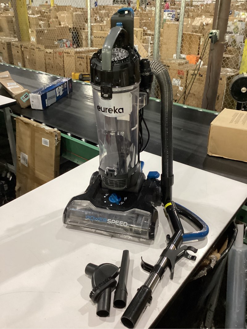 Condition photo showing Good Condition for **not tested**  eureka powerspeed lightweight upright vacuum cleaner for carpet and hard floor, powerful bagless upright vacuum cleaner for home pets, neu181a, blue blue neu181a with pet tool