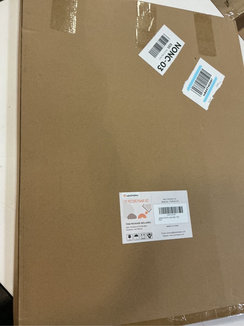 Condition photo showing New/Like New for upsimples 18x24 picture frame, display pictures 16x20 with mat or 18 x 24 without, wall hanging poster frames, black, 1 pack