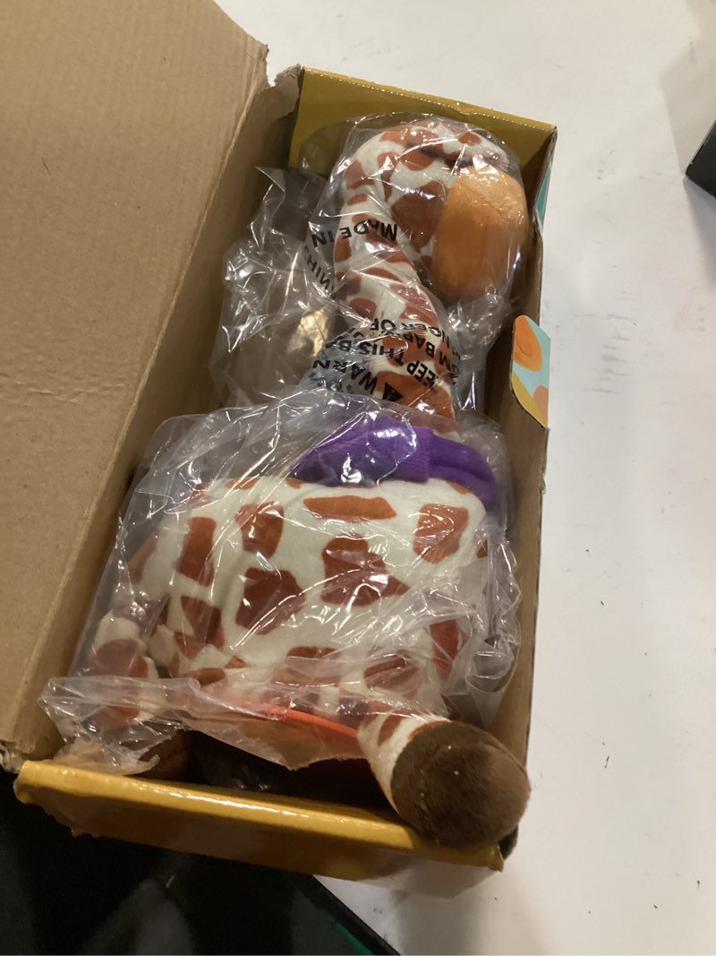 Condition photo showing Good Condition for luketure musical dancing talking giraffe plush toy, yellow and white spotted, talking baby toy with lights, 10 songs and voice repeat, soft sensory gift floral giraffe