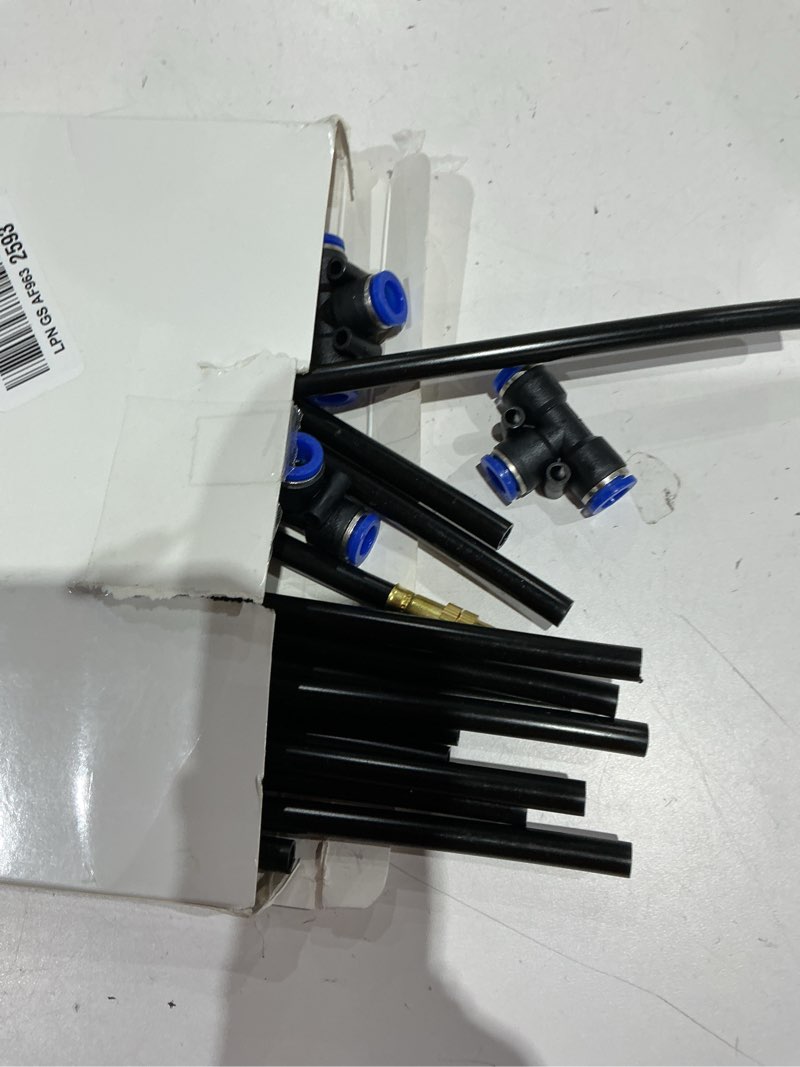 Condition photo showing Good Condition for zonon 15 pcs brass misting nozzles tee with 8" built in hose for 0.32"/8 mm tubing 360 degree rotation adjustable water mister nozzle thread sprayer misting part accessories for patio outdoor cooling 15 8 inch