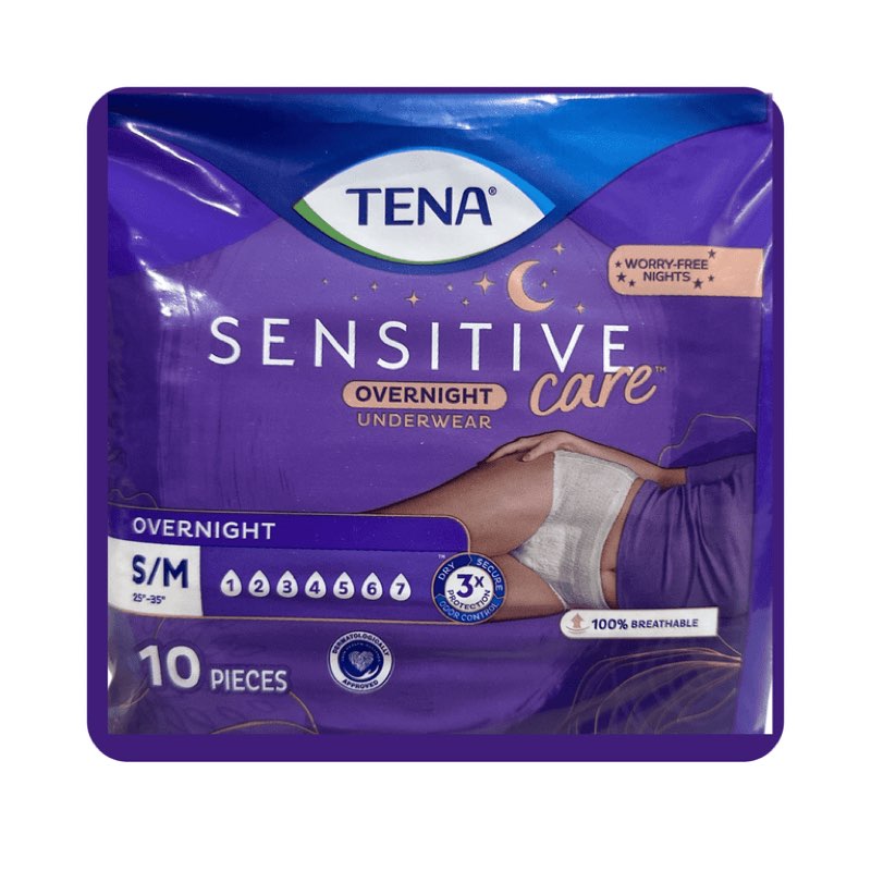 TENA Sensitive Care Overnight Incontinence Underwear for Women Small/Medium, 60 Count