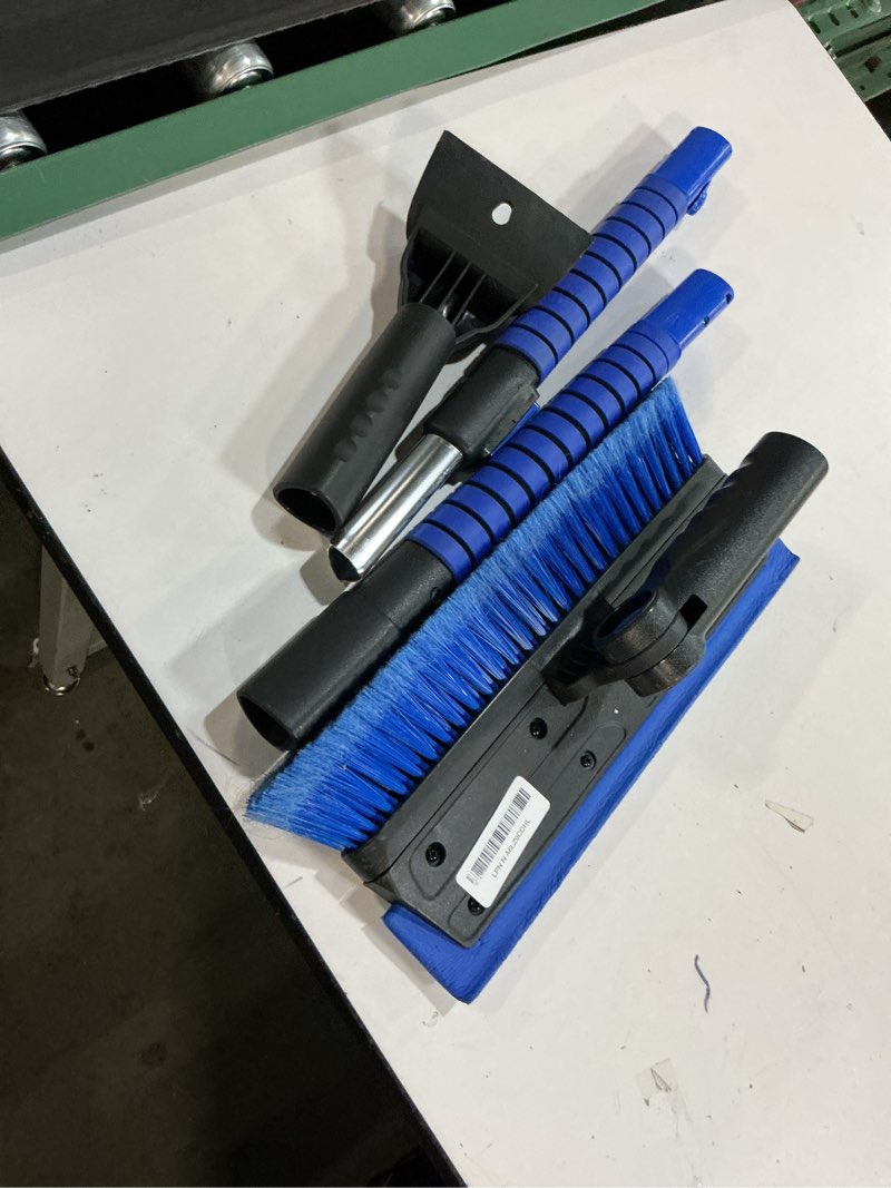 Condition photo showing As Is for SEAAES 51 Inch Heavy Duty Snow Brush for Trucks, Stable Design Long Handle Extendable Snow Broom for SUV, Windshield Ice Scraper with Foam Grip for Car Automobile Vehicle Window - Green Green 51 Inch Blue