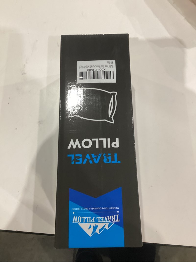 Condition photo showing New/Like New for Neck Pillow for Sleeping, Travel Pillow, Camping Pillow, Ergonomic Memory Foam Compressible Medium Firm, Ideal for Home, Bedroom, Office and Camping (Light Blue, S) Light Blue S-15.7x10x4/3 In