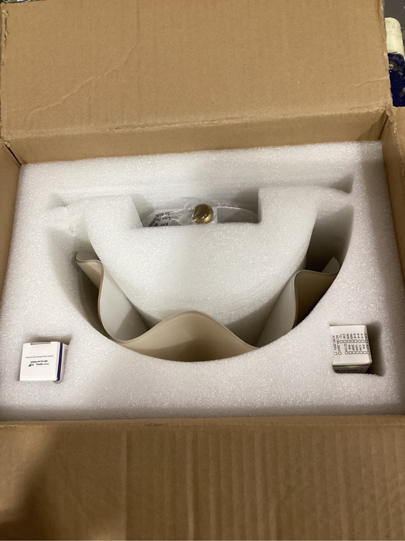 Condition photo showing Good Condition for milk white glass wall sconce mid-century modern shell shaped 2 lights art deco wall lamp vintage blown glass wall mount light fixture for living room bedroom bedside corridor beige