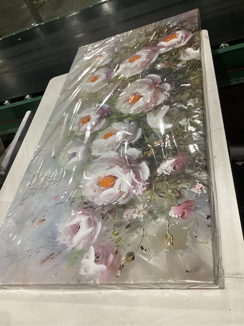 Condition photo showing New/Like New for *similar to stock* acocifi large botanical wall art canvas 40\"x20\" floral painting wall decor, vintage bloosom flower landscape picture impression, textured artwork framed for living room bedroom dining room home office 40\"l x 20\"w pink flowers
