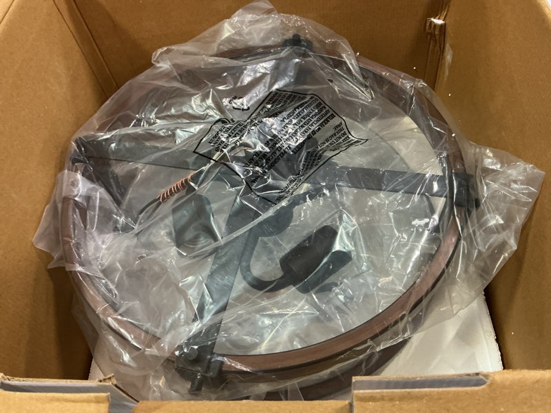 Condition photo showing As Is for Barrington 3 -Light 14.75-in Distressed Black Semi Flush Mount Light