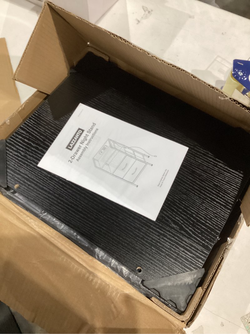 Condition photo showing New/Like New for Night Stand Bedside Charger Bedroom - Nightstand with Charging Station & LED Light Strip, Night Stand with Storage Shelf & 2 Fabric Drawers, Morden End Table with U-S-B Ports & AC Outlets Black 2 Drawers