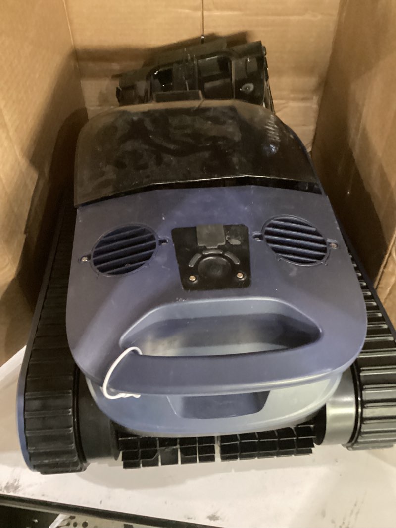 Condition photo showing As Is for not tested, missing parts**** (2026 new) 240-min cordless robotic pool cleaner, wall-climbing, 2 brushes&motors, enhanced waterline care, smart wavepath navigation, pool robot for inground pools up to 3,230 sq.ft blue