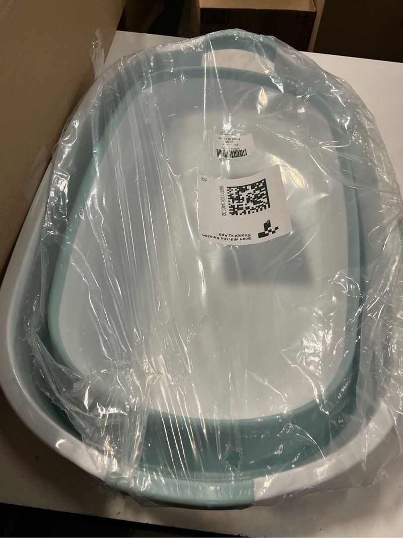 Condition photo showing New/Like New for collapsible dog bath tub for small dogs & cats, portable puppy bath tub with water drain plug, space saving foldable pet bathtub for indoor & outdoor use, blue