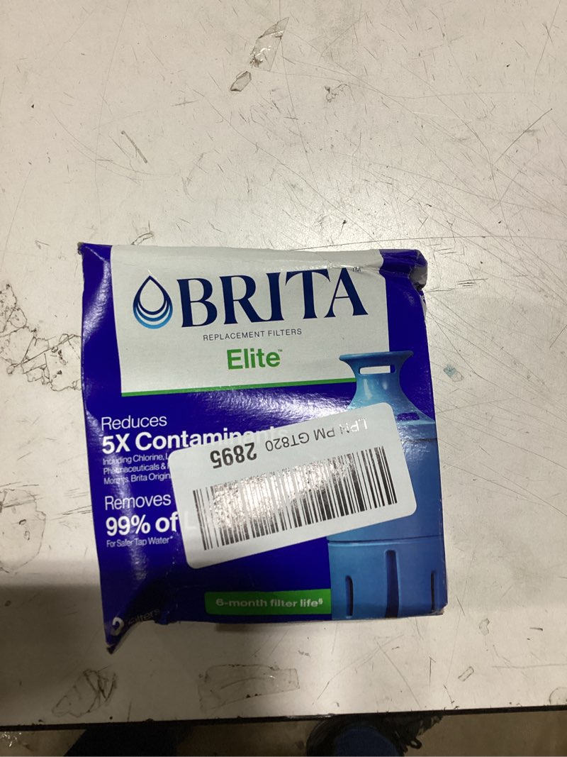 Condition photo showing New/Like New for brita filter replacements for water pitchers and dispensers, elite, nsf certified to remove 99% of lead, 2 count, blue