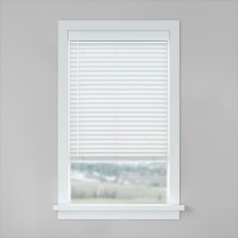 LEVOLOR Basics 1-in Slat Width 29-in x 64-in Cordless White Faux Wood Room Darkening