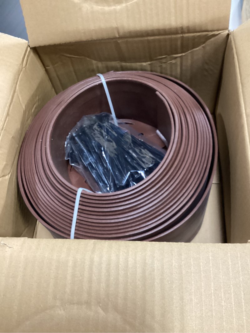 Condition photo showing New/Like New for landscape edging coil 33 ft, 4 inch tall garden edging border flexible lawn edging kit with 30 spikes, plastic edging for landscaping flower beds yard pathway paver edging (4in x 33ft, brown)