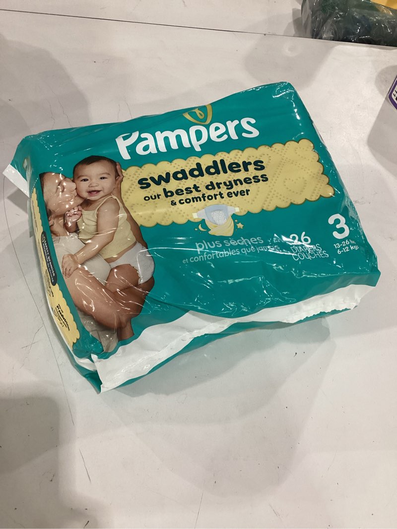 Condition photo showing Good Condition for pampers swaddlers diapers, size 3 (13-26 lbs), 26 count, hypoallergenic, absorbent, keeps baby dry and comfortable, skin safe disposable baby diaper size 3 26