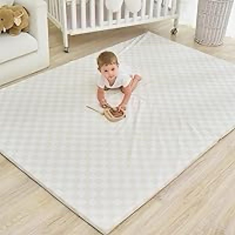 Yumiio Large Vegan Leather Baby Play Mat for Floor,1.3\"Thick Foam 59x82 Foldable Waterproof Kids Play