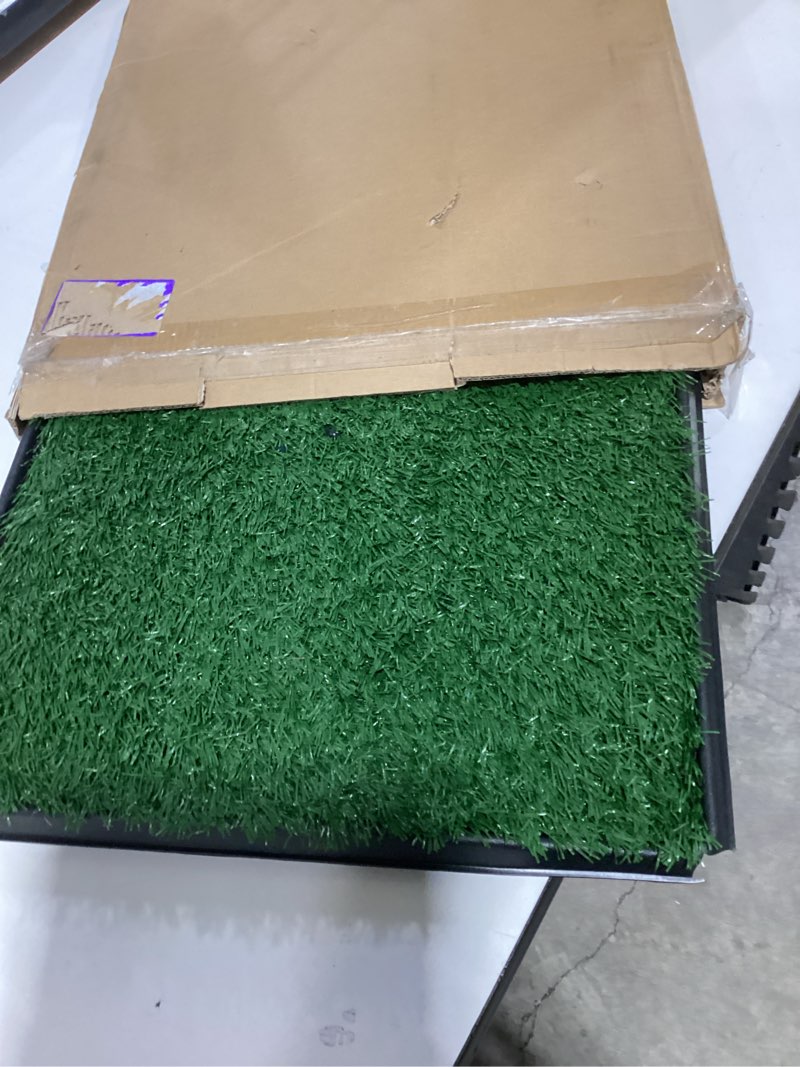 Condition photo showing Good Condition for petmaker artificial grass puppy pee pad with tray, reusable dog potty training mat for indoor & outdoor use, easy clean artificial turf surface for dogs and small pets, fake grass potty small 4-layer system