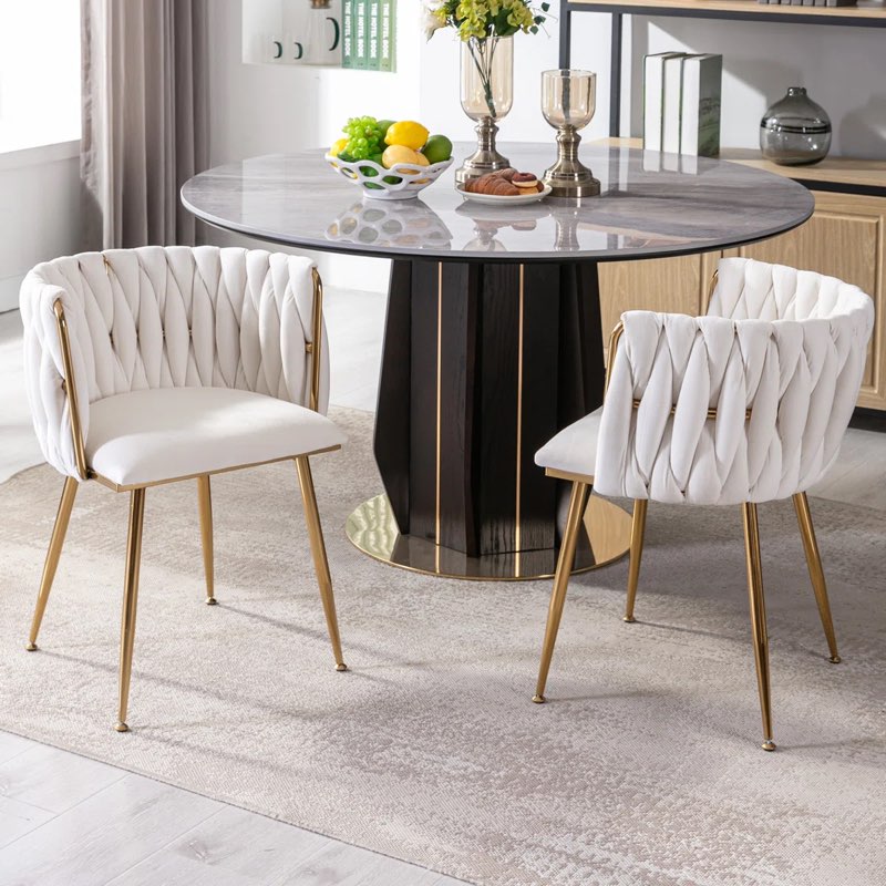 (Set of 2) Uresti 17.5 H Tuffed Upholstered Metal Armchair