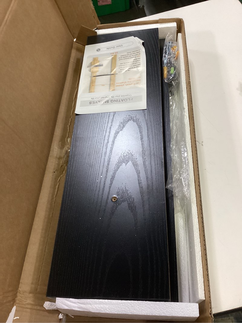 Condition photo showing Good Condition for BAYKA Floating Shelves for Wall, 22.5 inches Black Wall Shelves for Bathroom, Bedroom, Living Room, Kitchen & Book, Hanging Display Decor Organizer Shelf with 22 lbs Capacity A. Black - Universal Classic Style 22.5inches