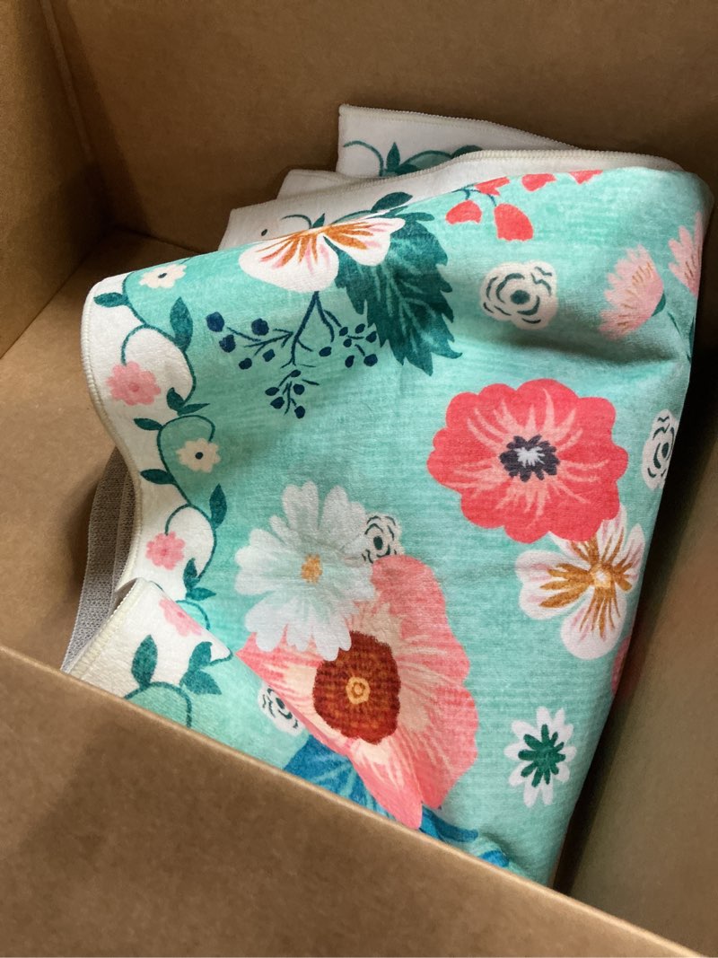 Condition photo showing Good Condition for granny says area rugs 5'x7' washable non-slip, carpet for living room bedroom dining room, machine washable carpet for bedroom, large rug, throw rugs, vintage aqua floral carpets