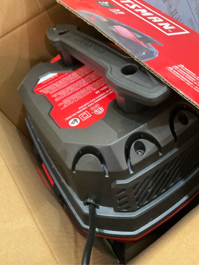 Condition photo showing As Is for craftsman 3-gallon 3 hp corded wet/dry shop vacuum with accessories included