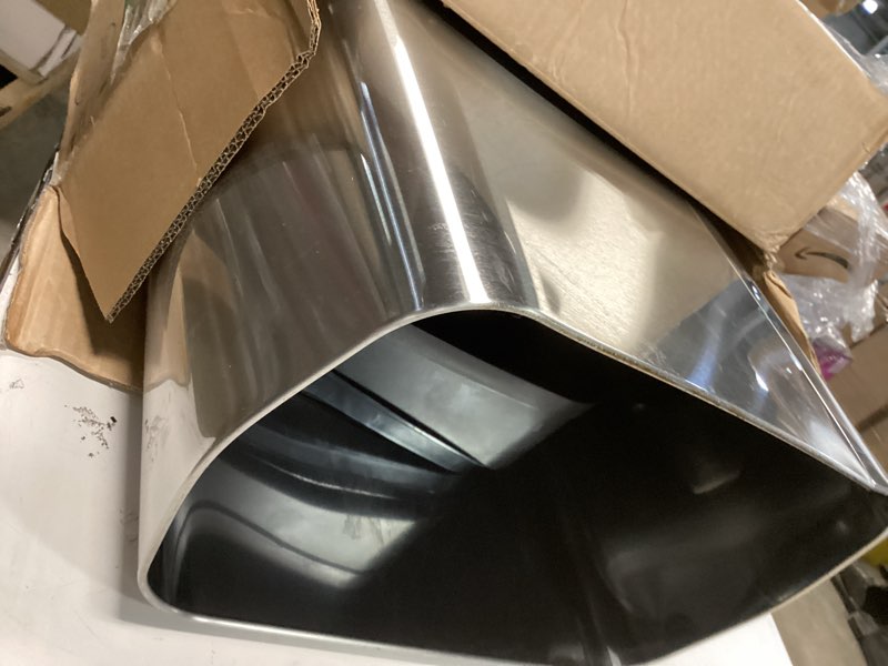 Condition photo showing As Is for Ninestars Automatic Touchless Infrared Motion Sensor Trash Can, 13 Gal 50L, Stainless Steel Base (Rectangular, Black Lid), Black Trim