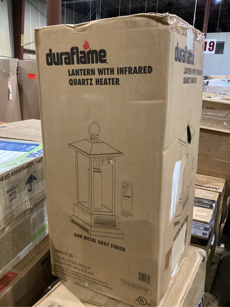 Condition photo showing New/Like New for duraflame Infrared Quartz Electric Lantern Heater - Gun Metal Gray
