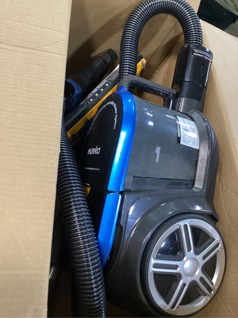 Condition photo showing As Is for Eureka Bagless Canister Vacuum with Washable HEPA Filter, 16KPA Suction for Carpets/Hard Floors, Compact Design with 3 Cleaning Tools, 2-Motor Household Vacuum, Lightweight and Easy Maneuverable