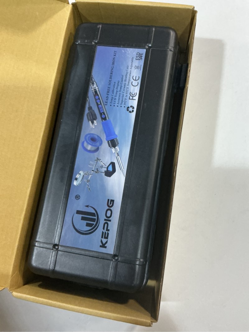 Condition photo showing New/Like New for soldering iron kit, 100w high-power lcd digital soldering iron, circuit board repair soldering kit with magnifying glass helping hands, adjustable temperature solder welding tools blue (12-in-1 soldering iron kit)