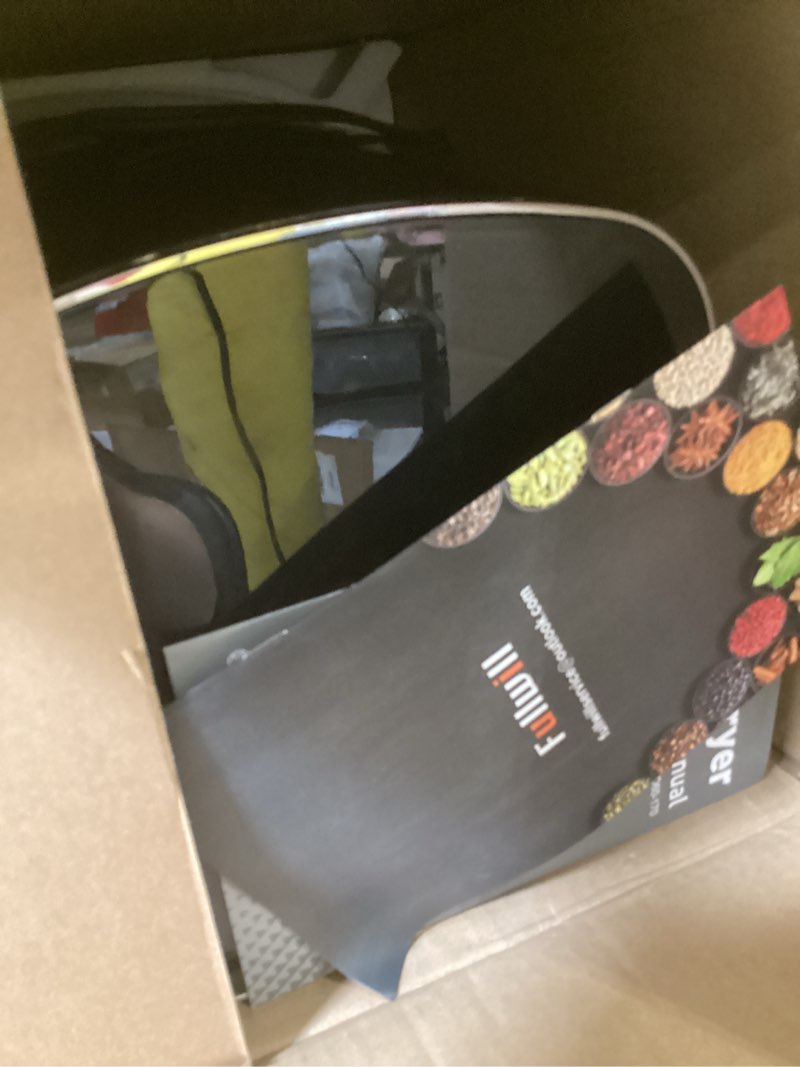 Condition photo showing As Is for fullwill 6qt air fryer with visible window,nonstick and dishwasher-safe basket,12-in-1 multi-function air fry,roast,bake, dehydrate, fries,for family party,1700w,black vision chef