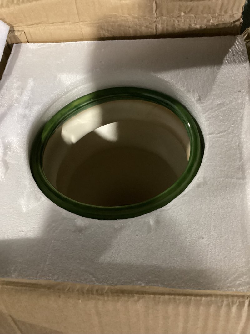 Condition photo showing New/Like New for Ceramic Pot for Plants 11 Inch - Plant Pot for Indoor Outdoor, Decorative Bonsai Planter with Drainage Hole, Flower Pots for Office, Gift for Men Women, Green Green (11.2 X 10.6 In)