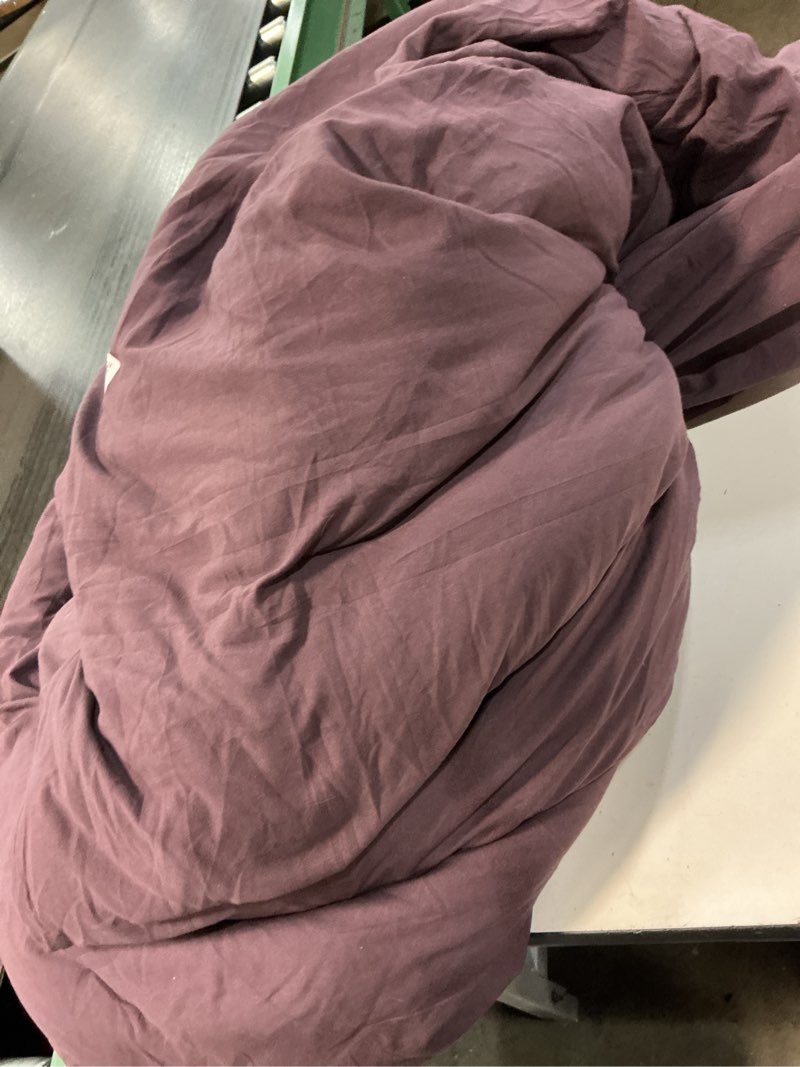 Condition photo showing As Is for wrensonge queen comforter set - 3 pieces prewashed deep purple comforter soft lightweight for all seasons,down alternative comforters queen size with 2 pillow shams italian plum queen(90"*90")
