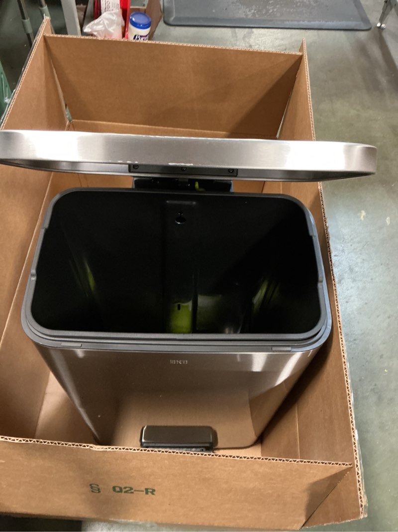 Condition photo showing Good Condition for EKO Madison Brushed Stainless 50 Liter/13.2 Gallon Step Trash Can with Inner Liner - Fingerprint Resistant Finish 50L Brushed Stainless
