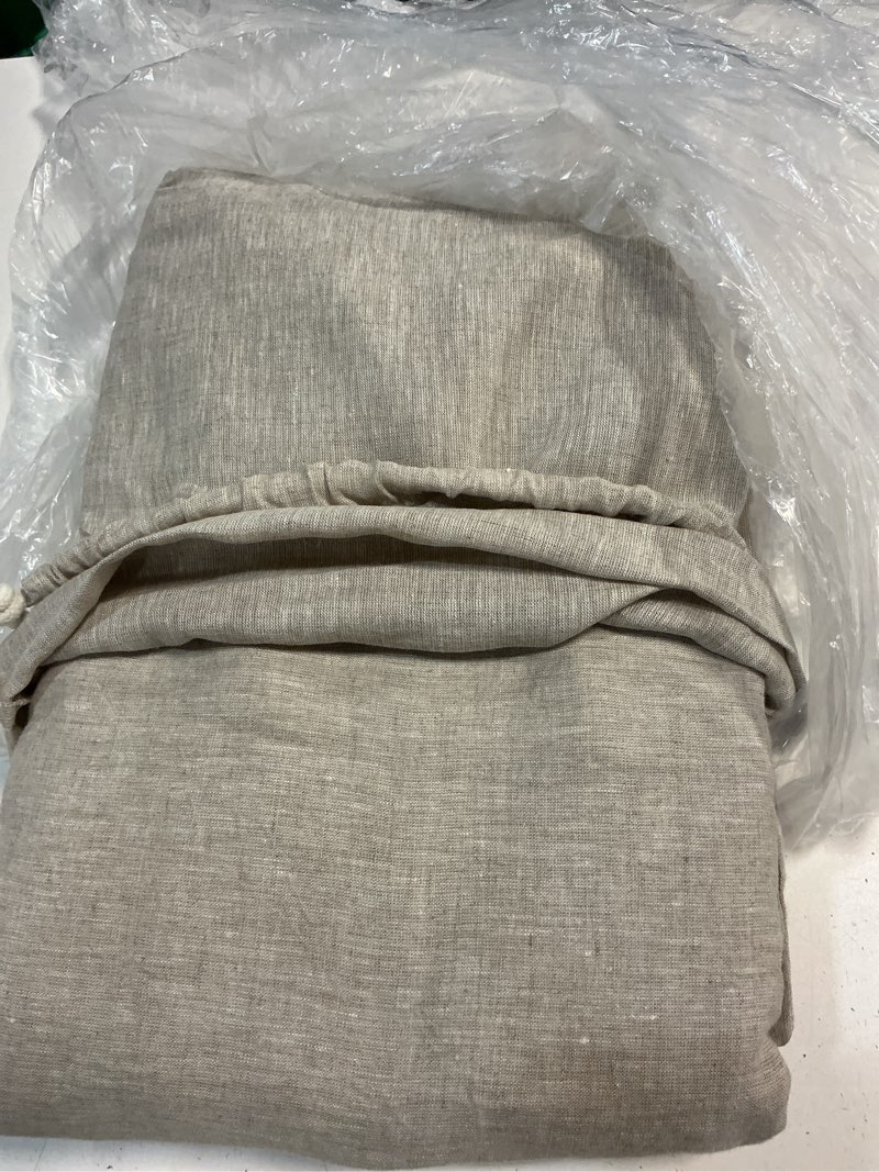 Condition photo showing As Is for quince european linen duvet cover set, full/queen, light grey