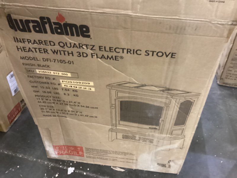 Condition photo showing New/Like New for Duraflame Electric Infrared 3D Freestanding Stove with Pedestal Base  Black