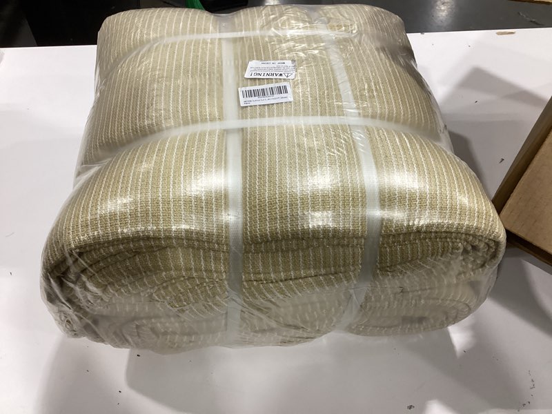 Condition photo showing Good Condition for 90% outdoor sun shade cloth, 16' x 20', pergola, deck, and backyard patio sunshade with uv protection, heat resistant hdpe material, reinforced grommets (16x20 ft, wheat) 16x20 ft 1-wheat